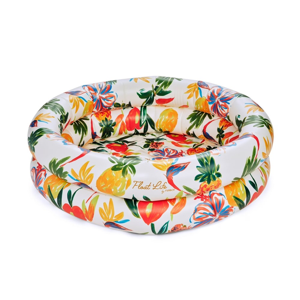FUNBOY 48" Tropical Hawaiian Print Inflatable Kiddie Pool 2-Ring Pineapple Fruit